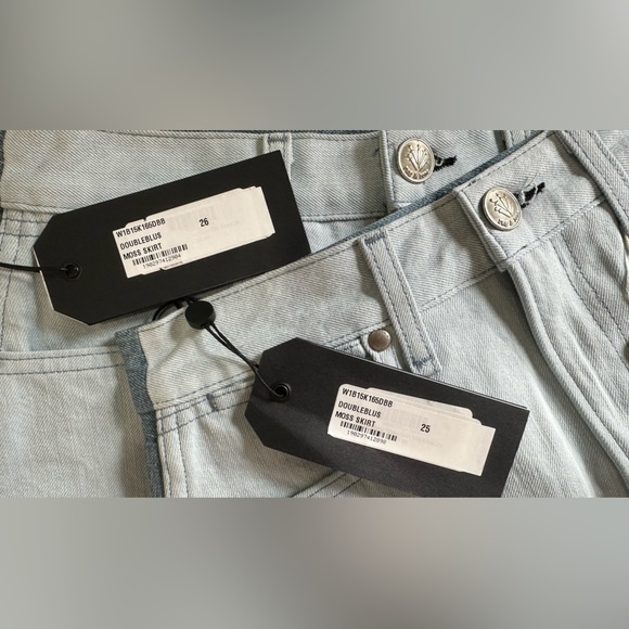 NWT Rag & Bone Two Tone Double Blue Denim Jean Moss Skirt 26 - Picture 8 of 15